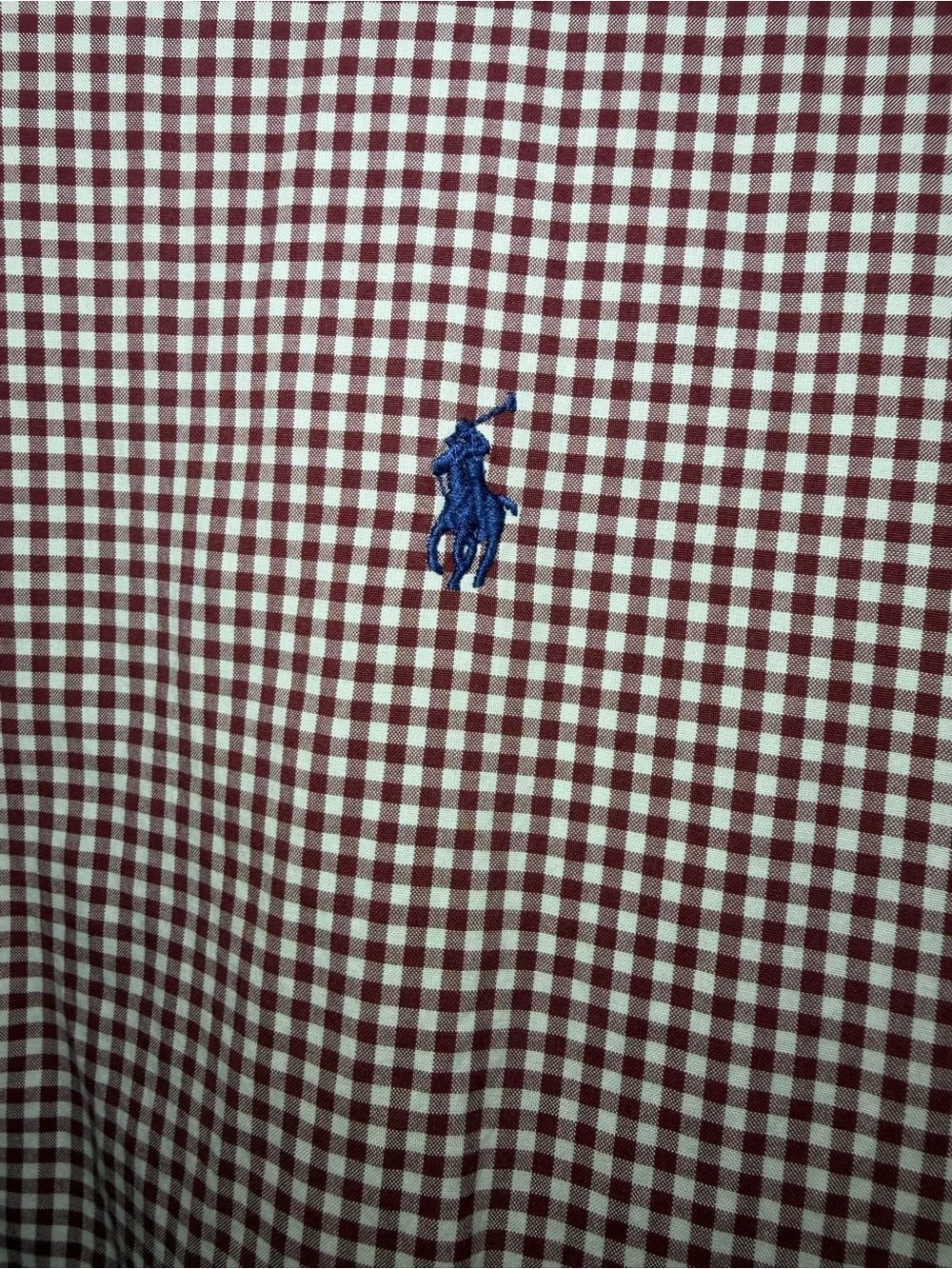 Polo by Ralph Lauren Men’s Burgundy and White Gingham Button-Down Shirt